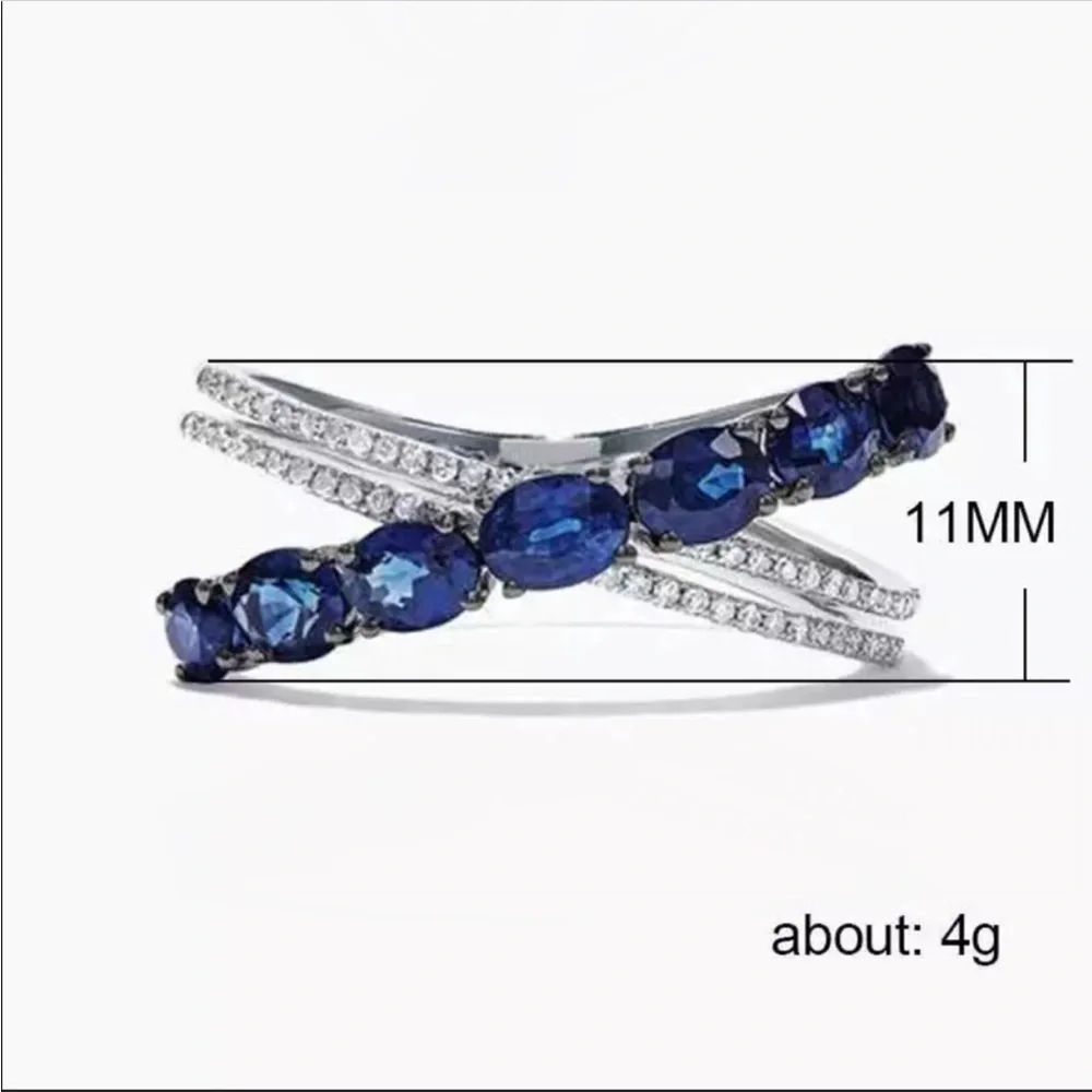 New Beautiful 925 Silver Sapphire Ring - Picture 5 of 6